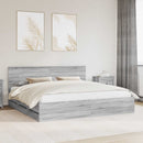 vidaXL Ágykeret fiókkal Szürke Sonoma 200 x 200 cm Mérnöki Fa