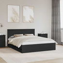 vidaXL Ágykeret fiókkal fejtámlával Fekete 160 x 200 cm Mérnöki Fa