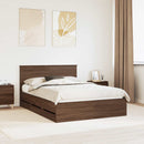 vidaXL Ágykeret fiókkal tárolóval Barna Tölgy 135 x 190 cm Mérnöki Fa