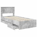 vidaXL Ágykeret fiókkal tárolóval Beton Szürke 90 x 190 cm Mérnöki Fa