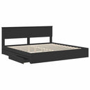 vidaXL Tárolós Ágy fejtámlával fiókkal Fekete 200 x 200 cm Faanyag