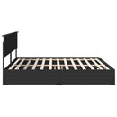 vidaXL Tárolós Ágy fejtámlával fiókkal Fekete 200 x 200 cm Faanyag