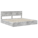 vidaXL Tárolós Ágy fejtámlával Beton Szürke 200 x 200 cm Faanyag