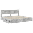 vidaXL Tárolós Ágy fejtámlával Beton Szürke 200 x 200 cm Faanyag