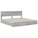 vidaXL Tárolós Ágy fejtámlával Szürke Sonoma 200 x 200 cm Faanyag