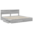 vidaXL Tárolós Ágy fejtámlával Szürke Sonoma 200 x 200 cm Faanyag