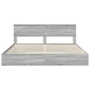 vidaXL Tárolós Ágy fejtámlával Szürke Sonoma 200 x 200 cm Faanyag
