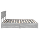 vidaXL Tárolós Ágy fejtámlával Szürke Sonoma 200 x 200 cm Faanyag