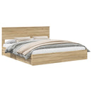 vidaXL Tárolós Ágy fejtámlával Sonoma tölgy 180 x 200 cm Faanyag