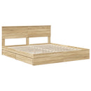 vidaXL Tárolós Ágy fejtámlával Sonoma tölgy 180 x 200 cm Faanyag