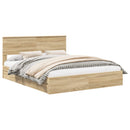 vidaXL Tárolós Ágy fejtámlával Sonoma tölgy 160 x 200 cm Faanyag