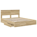 vidaXL Tárolós Ágy fejtámlával Sonoma tölgy 160 x 200 cm Faanyag