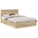 vidaXL Tárolós Ágy fejtámlával Sonoma tölgy 140 x 200 cm Faanyag
