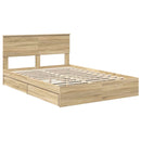 vidaXL Tárolós Ágy fejtámlával Sonoma tölgy 140 x 200 cm Faanyag