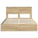 vidaXL Tárolós Ágy fejtámlával Sonoma tölgy 140 x 190 cm Faanyag