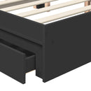 vidaXL Tárolós Ágy fiókkal fejtámlával Fekete 135 x 190 cm Szerelt Fa