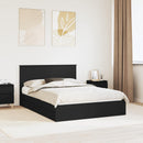 vidaXL Tárolós Ágy fiókkal fejtámlával Fekete 135 x 190 cm Szerelt Fa