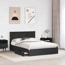 vidaXL Tárolós Ágy fiókkal fejtámlával Fekete 135 x 190 cm Szerelt Fa