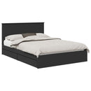 vidaXL Tárolós Ágy fiókkal fejtámlával Fekete 135 x 190 cm Szerelt Fa