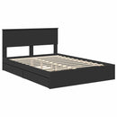 vidaXL Tárolós Ágy fiókkal fejtámlával Fekete 135 x 190 cm Szerelt Fa