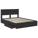 vidaXL Tárolós Ágy fiókkal fejtámlával Fekete 135 x 190 cm Szerelt Fa
