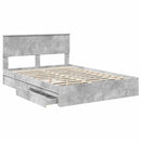 vidaXL Tárolós Ágy fejtámlával Beton Szürke 135 x 190 cm Faanyag