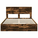 vidaXL Tárolós Ágy fejtámlával Füstölt tölgy 135 x 190 cm Faanyag