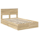 vidaXL Tárolós Ágy fejtámlával Sonoma tölgy 120 x 200 cm Faanyag