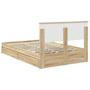 vidaXL Tárolós Ágy fejtámlával Sonoma tölgy 120 x 200 cm Faanyag