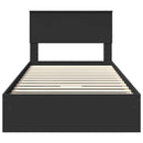 vidaXL Tárolós Ágy fejtámlával fiókkal Fekete 100 x 200 cm Faanyag