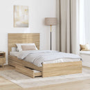 vidaXL Tárolós Ágy fejtámlával Sonoma tölgy 100 x 200 cm Faanyag