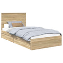 vidaXL Tárolós Ágy fejtámlával Sonoma tölgy 100 x 200 cm Faanyag
