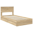 vidaXL Tárolós Ágy fejtámlával Sonoma tölgy 100 x 200 cm Faanyag