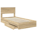 vidaXL Tárolós Ágy fejtámlával Sonoma tölgy 100 x 200 cm Faanyag