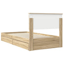 vidaXL Tárolós Ágy fejtámlával Sonoma tölgy 100 x 200 cm Faanyag