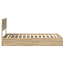 vidaXL Tárolós Ágy fejtámlával Sonoma tölgy 100 x 200 cm Faanyag