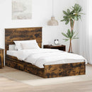 vidaXL Tárolós Ágy fejtámlával Füstölt tölgy 100 x 200 cm Faanyag
