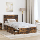vidaXL Tárolós Ágy fejtámlával Füstölt tölgy 100 x 200 cm Faanyag