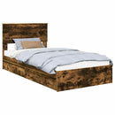 vidaXL Tárolós Ágy fejtámlával Füstölt tölgy 100 x 200 cm Faanyag