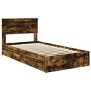 vidaXL Tárolós Ágy fejtámlával Füstölt tölgy 100 x 200 cm Faanyag