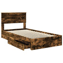 vidaXL Tárolós Ágy fejtámlával Füstölt tölgy 100 x 200 cm Faanyag