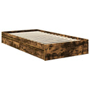 vidaXL Tárolós Ágy fejtámlával Füstölt tölgy 100 x 200 cm Faanyag