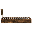 vidaXL Tárolós Ágy fejtámlával Füstölt tölgy 90 x 200 cm Faanyag