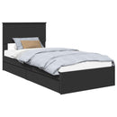 vidaXL Tárolós Ágy fejtámlával fiókkal Fekete 90 x 190 cm Faanyag