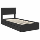 vidaXL Tárolós Ágy fejtámlával fiókkal Fekete 90 x 190 cm Faanyag