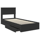 vidaXL Tárolós Ágy fejtámlával fiókkal Fekete 90 x 190 cm Faanyag