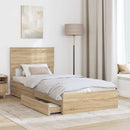 vidaXL Tárolós Ágy fejtámlával Sonoma tölgy 90 x 190 cm Faanyag