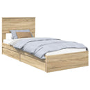 vidaXL Tárolós Ágy fejtámlával Sonoma tölgy 90 x 190 cm Faanyag