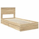 vidaXL Tárolós Ágy fejtámlával Sonoma tölgy 90 x 190 cm Faanyag