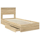 vidaXL Tárolós Ágy fejtámlával Sonoma tölgy 90 x 190 cm Faanyag